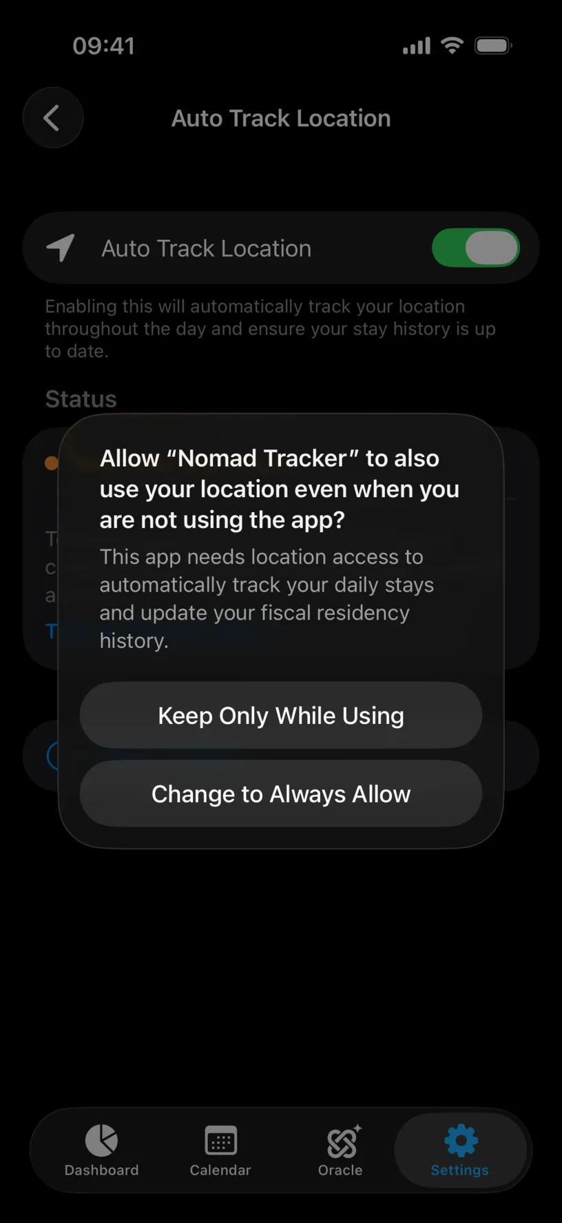 The second iOS dialog offering Keep Only While Using and Change to Always Allow