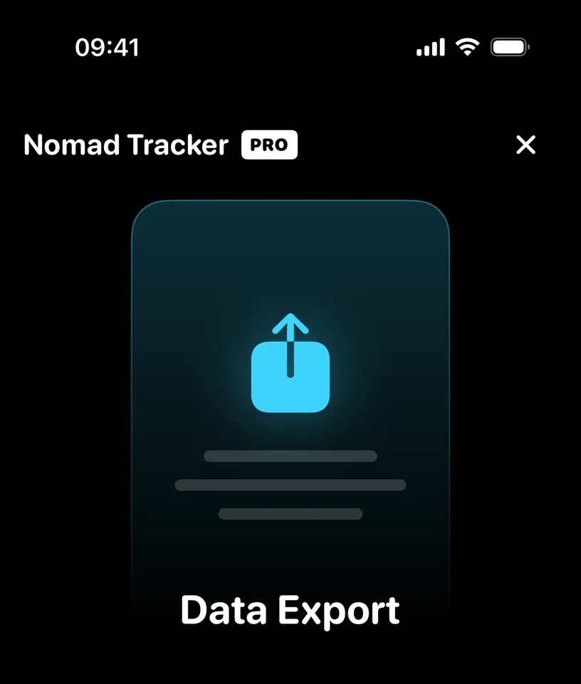 The top of the PRO screen, showing the Nomad Tracker PRO title and the close button in the corner